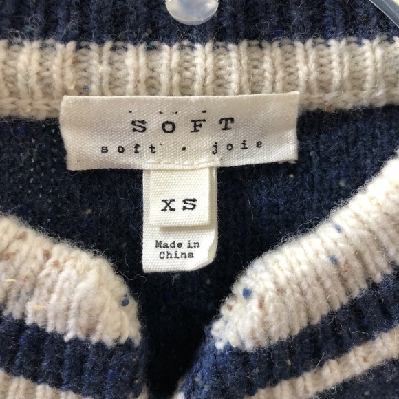New - SOFT JOIE Blakesley Navy Blue & Ivory  Wool Knit Varsity Jacket  - Size XS - Picture 6 of 8